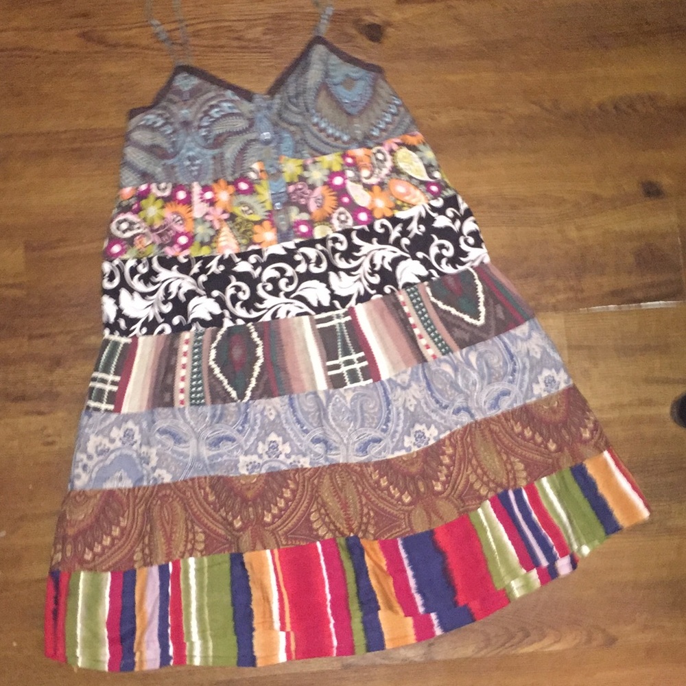 Multi-tiered multi color dress, size M